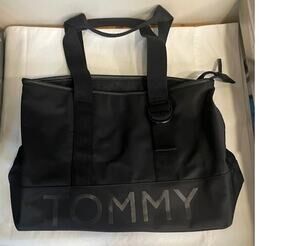 Tommy Hilfiger Black Logo Satchel Bag Preppy Utility Tote